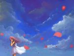  balloon dress just_be_friends_(vocaloid) long_hair m874 megurine_luka petals pink_hair sky tears vocaloid wind 