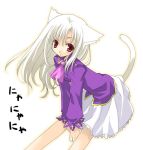  1girl cat_ears fate/stay_night fate_(series) fsn illyasviel_von_einzbern ilya ilyasviel_von_einzbern loli long_hair necktie nekomimi red_eyes silver_hair skirt type-moon type_moon white_hair 