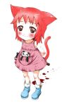  axe blood blush boots brown_eyes cat_ears cat_tail concealed_weapon dress flat_chest gun jpeg_artifacts loli nekomimi red_hair redhead short_hair slit_pupils tail weapon 