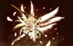  blue_eyes long_hair sword tateha_(artist) weapon wings 