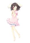  bad_id barefoot black_hair bunny_ears carrot feet highres inaba_tewi jewelry necklace open_mouth red_eyes short_hair smile tail toshitokiko touhou transparent_background wink 