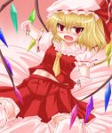  blonde_hair blush fangs flandre_scarlet hat midriff quadruple_amputee red_eyes shimo_(depthbomb) touhou vampire wings 