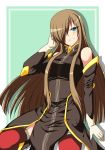  bare_shoulders blue_eyes blush breasts brown_hair hair_over_one_eye highres large_breasts long_hair shangorilla simple_background solo tabard tales_of_(series) tales_of_the_abyss tear_grants thigh-highs thighhighs very_long_hair 