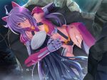  2girls android blood hat long_hair purple_hair water 