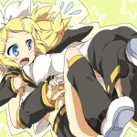 1boy 1girl blonde_hair blue_eyes blush brother_and_sister kagamine_len kagamine_rin maruki_(punchiki) open_mouth siblings surprise surprised twins vocaloid 