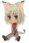  animal_ears bare_shoulders blonde_hair canaan canaan_(character) cat_ears cat_tail chibi colorful314 jewelry necklace short_hair simple_background sleeveless sleeveless_turtleneck solo tail turtleneck 