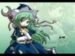  character_name chibi despairy4944 green_eyes green_hair hat long_hair mima polearm ribbon solo star touhou weapon wizard_hat zoom_layer 