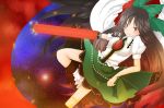  black_hair eyes long_hair nishino_miyuki red_eyes reiuji_utsuho touhou weapon wings 