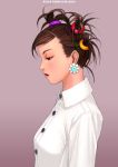  earrings jewelry makeup profile ryu_(artist) simple_background solo 