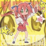  album cd_cover character_single cover green_eyes kobayakawa_yutaka lucky_star redhead school_uniform socks twintails 