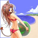  ball beach beachball bikini cat_ears cat_tail original swimsuit tail yuuki_(silent_moon) 