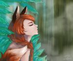  1girl animal_ears anna_(frozen) closed_eyes fox_ears fox_tail frozen_(disney) kemonomimi_mode orange_hair solo tail tin994 upper_body 