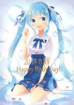  birthday blue_eyes blue_hair blush happy hatsune_miku long_hair seifuku twintails vocaloid 