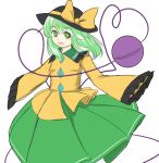  1girl :d blouse blush_stickers eyeball ganmaganmo green_eyes green_hair hat heart heart_of_string komeiji_koishi looking_at_viewer open_mouth skirt sleeves_past_wrists small_breasts smile solo teeth third_eye touhou 