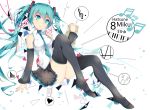  1girl aqua_eyes aqua_hair boots character_name detached_sleeves hatsune_miku long_hair musical_note necktie sevens_(treefeather) sitting skirt smile solo thigh-highs thigh_boots twintails very_long_hair vocaloid 