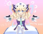  1girl blonde_hair blue_eyes blush book fairy_wings hair_ornament hat highres histoire looking_at_viewer neptune_(series) open_mouth twintails wings リアン 