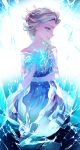  1girl blonde_hair blue_eyes elsa_(frozen) frozen_(disney) hand_on_own_chest highres panbukin tears upset 