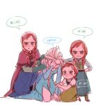  4girls a-ka anna_(frozen) elsa_(frozen) english frozen_(disney) multiple_girls multiple_persona siblings sisters time_paradox younger 