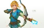  1boy arrow blonde_hair blue_eyes bow_(weapon) dixon_(yung96ok) link pointy_ears solo the_legend_of_zelda tunic weapon 