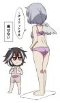  2girls :3 from_behind height_difference horns jeno jitome kijin_seija kishin_sagume mother_and_daughter multicolored_hair multiple_girls naked_towel red_eyes silver_hair single_wing streaked_hair touhou towel translation_request underwear underwear_only wings 