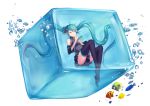  1girl detached_sleeves hatsune_miku in_water long_hair necktie skirt solo tagme thigh-highs twintails underwater very_long_hair vocaloid 