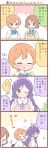  &gt;_&lt; 3girls 4koma ;) ^_^ blue_eyes blush bow bra brown_hair clenched_hands closed_eyes comic green_eyes hair_bow hairband hoshizora_rin koizumi_hanayo long_hair love_live!_school_idol_project multiple_girls one_eye_closed orange_hair purple_hair school_uniform shopping short_hair smile toujou_nozomi translation_request underwear ususa70 