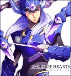  1boy armor gauntlets gloves helmet kunzite_(tales) long_hair lowres ouno_mayumi purple_hair solo tales_of_(series) tales_of_hearts violet_eyes white_background 