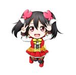  1girl black_hair chibi kuena love_live!_school_idol_project red_eyes solo sunny_day_song thigh-highs twintails v yazawa_nico 