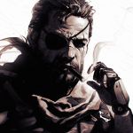  1boy beard big_boss cigar eyepatch facial_hair ilya_kuvshinov male_focus metal_gear_(series) metal_gear_solid_v smoke smoking solo upper_body white_background 