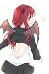  1girl back demon_wings head_wings highres koakuma looking_back mickeysmith open_back red_eyes redhead sketch solo sparkle touhou white_background wings 