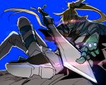  android blonde_hair guilty_gear guilty_gear_xrd oro_(sumakaita) ponytail robo-ky sword weapon 