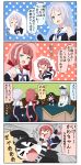  &gt;_&lt; 4girls 4koma :d ;d ^_^ ahoge battleship_hime black_hair blue_hair braid chibi closed_eyes comic commentary_request fang female_admiral_(kantai_collection) hair_ribbon hat highres kantai_collection kawakaze_(kantai_collection) long_hair low_twintails multiple_girls one_eye_closed open_mouth puchimasu! red_eyes red_ribbon redhead ribbon shinkaisei-kan smile translation_request tress_ribbon twintails umikaze_(kantai_collection) very_long_hair wavy_mouth yuureidoushi_(yuurei6214) 