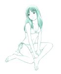  1girl barefoot bikini long_hair monochrome original sketch solo swimsuit traditional_media yoshitomi_akihito 