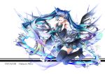  1girl animal_ears aqua_hair blue_eyes boots character_name copyright_name detached_sleeves hatsune_miku headset long_hair necktie open_mouth skirt solo thigh-highs thigh_boots twintails tyouya very_long_hair vocaloid 