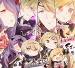  blonde_hair book camilla_(fire_emblem_if) closed_eyes elise_(fire_emblem_if) fire_emblem fire_emblem_if hair_over_one_eye hair_ribbon leon_(fire_emblem_if) long_hair marx_(fire_emblem_if) purple_hair red_eyes ribbon twintails 