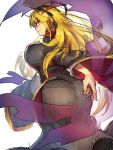  1girl ass black_dress blonde_hair breasts chinese_clothes dress hair_ornament highres junko_(touhou) large_breasts long_hair long_sleeves red_eyes sash sketch solo tabard temmasa22 touhou very_long_hair wide_sleeves 