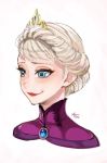  1girl ano_(sbee) blonde_hair blue_eyes elsa_(frozen) face frozen_(disney) hair_up head smile solo tiara 