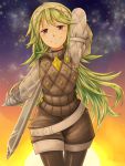  fire_emblem fire_emblem_if green_hair hairband long_hair soleil_(fire_emblem_if) sword ugamiukyo weapon 
