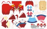  1girl :d absurdres ahoge artist_name bikini blue_bikini breasts character_name chibi clothes_writing el_joey fangs hair_ornament hairclip highres lamia long_hair miia_(monster_musume) monster_girl monster_musume_no_iru_nichijou open_mouth paper_cut-out papercraft pointy_ears redhead scales slit_pupils smile solo swimsuit watermark web_address yellow_eyes 