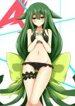  1girl bikini gatchaman_crowds green_eyes green_hair highres kuzuyu long_hair standing swimsuit utsutsu 