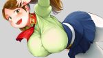  breasts brown_eyes brown_hair gundam gundam_build_fighters gundam_build_fighters_try high-waist_skirt kumaneko large_breasts looking_at_viewer plump sazaki_kaoruko skirt smile solo twintails 