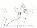  1girl animated animated_gif bishoujo_senshi_sailor_moon cat crescent double_bun earrings facial_mark forehead_mark jewelry lineart lowres luna_(sailor_moon) monochrome solo starca transformation watermark web_address whiskers 