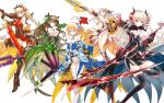  5girls breasts chun_(friendly_sky) highres looking_at_viewer multiple_girls puzzle_&amp;_dragons scythe shield sword valkyrie_(p&amp;d) weapon 