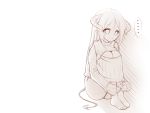  ... 1girl breast_conscious horns leg_hug lethe-shion long_hair open-chest_sweater solo sweater tail 
