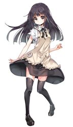  1girl apron black_eyes black_hair long_hair nuira thigh-highs waitress working!! yamada_aoi 