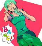  1girl foo_fighters green_eyes green_hair jojo_no_kimyou_na_bouken overalls solo yyy246 