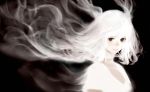  1girl black_eyes cigarette highres long_hair original sakimori_(hououbds) smoke smoking solo white_hair 