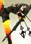  1girl arrow black_hair bow_(weapon) breasts cinder_fall highres husk57 mask orange_eyes rwby solo weapon 