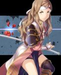  brown_eyes brown_hair fire_emblem fire_emblem_if headband kazahana_(fire_emblem_if) long_hair sword tsuchifumazu weapon 