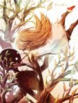  aa_shirotakabu deemo deemo_(character) dress girl_(deemo) leaf long_hair sheet_music shoes tree white_dress 